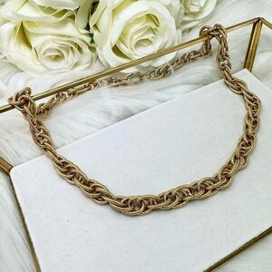 Vintage 80s Givenchy Textured Chain Link Gold Tone Chunky Necklace
